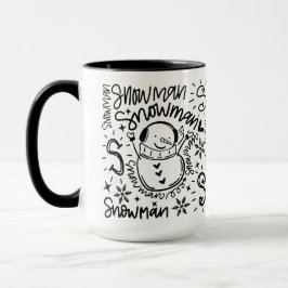 Niedlich Word Art Snowman Tasse