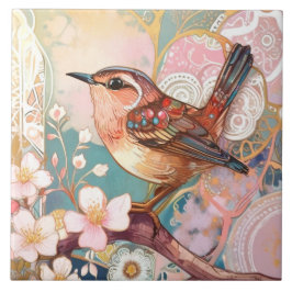 Niedlich Wren Bird Art Nouveau Deko Inspor Floral Fliese