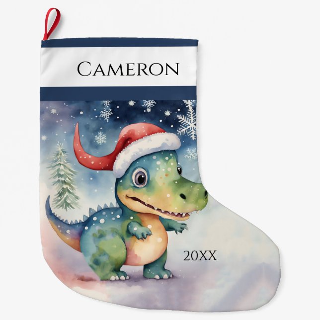 Niedlich Xmas Dinosaurier Großer Weihnachtsstrumpf (Vorderseite)