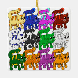 Niedlich Xmas Muster Kitten Crowd Keramikornament