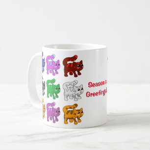 Niedlich Xmas Pattern Kitten Group Kaffeetasse