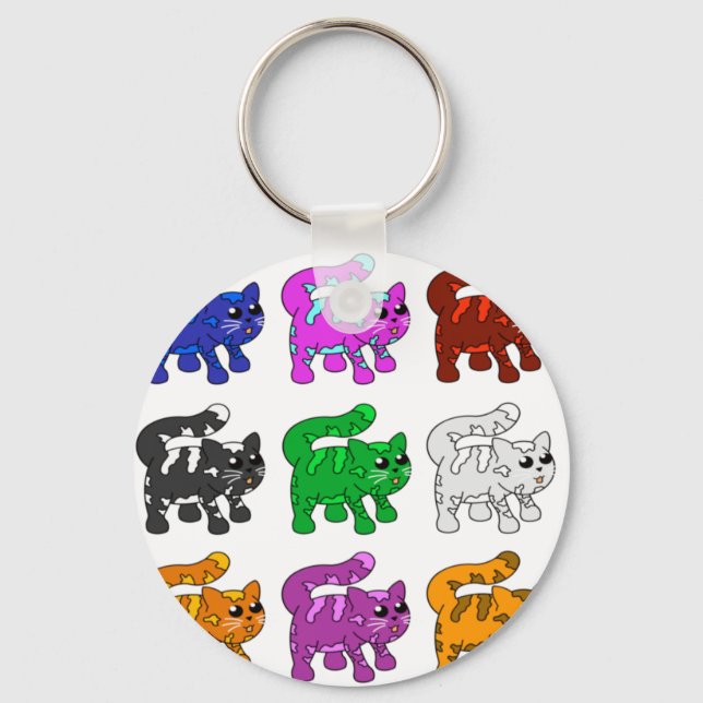 Niedlich Xmas Pattern Kitten Group Schlüsselanhänger (Vorderseite)