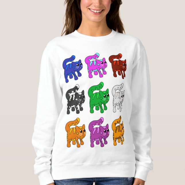 Niedlich Xmas Pattern Kitten Group Sweatshirt (Vorderseite)