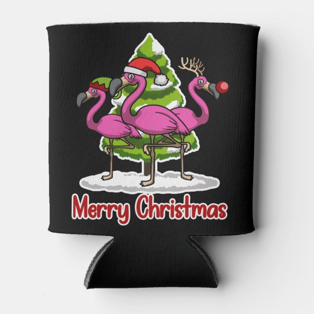 Niedlich Xmas Santa Flamingo Weihnachtsgeschenk Dosenkühler (Vorderseite)