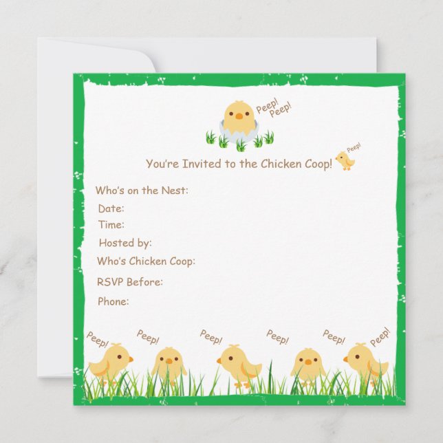 Niedlich Yellow Baby Chick Baby Dusche Einladung (Vorderseite)