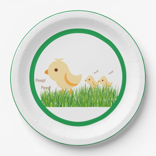 Niedlich Yellow Baby Chick Baby Dusche Pappteller (Vorderseite)