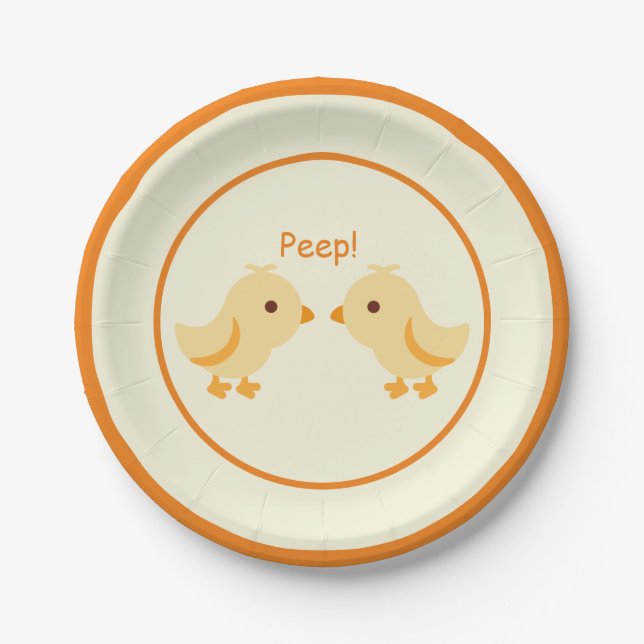 Niedlich Yellow Baby Chick Baby Dusche Pappteller (Vorderseite)