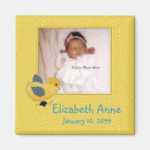 Niedlich Yellow Baby Chick Foto Geburtsankündigung Magnet