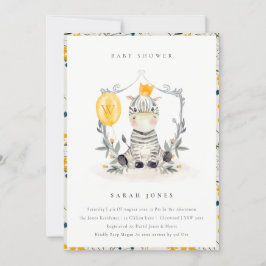 Niedlich Yellow Baby Zebra Foliage Baby Dusche ein Dankeskarte