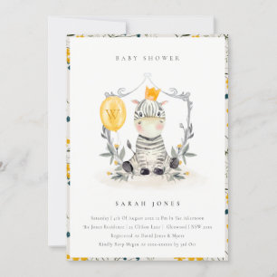 Niedlich Yellow Baby Zebra Foliage Baby Dusche ein Dankeskarte