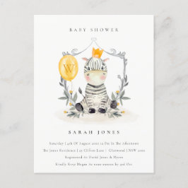 Niedlich Yellow Baby Zebra Foliage Baby Dusche Postkarte