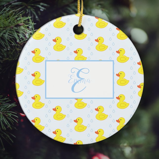 Niedlich Yellow Duck Pattern Baby Girl Name Weihna Keramik Ornament (Von Creator hochgeladen)