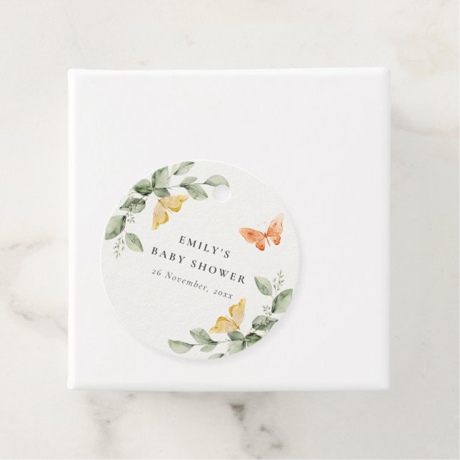 Niedlich Yellow Garden Foliage Butterflies Babydus Geschenkanhänger (Beispiel)