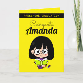 Niedlich Yellow Girl Preschool Abschluss Karte