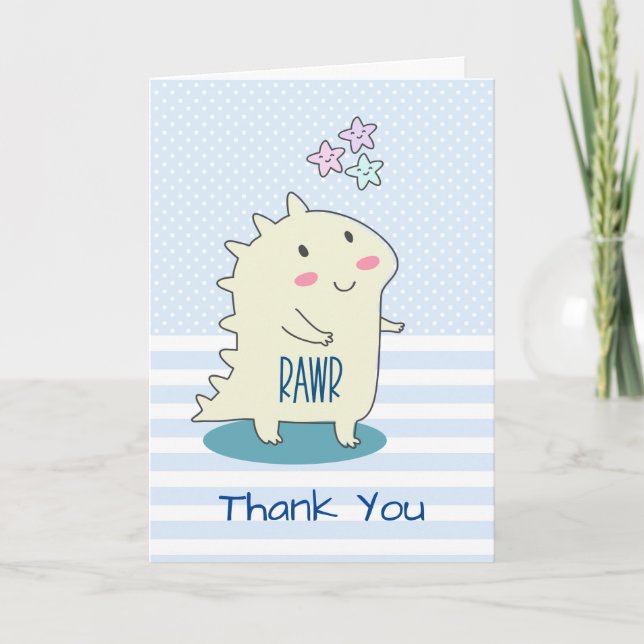 Niedlich Yellow Happy Dinosaurier Illustration Vie Karte (Vorderseite)