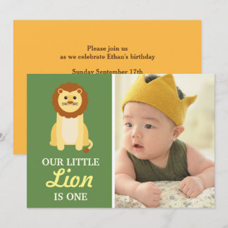 Niedlich Yellow Lion Baby Boy 1. Geburtstagsparty Einladung