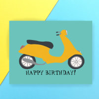 Niedlich Yellow Scooter HAPPY BIRTHDAY CUSTOM