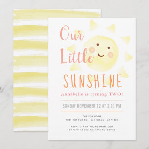 Niedlich Yellow Sunshine Girl Birthday Party Einladung