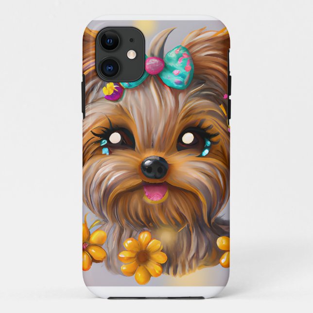 Niedlich Yorkie Kawaii Puppy Case-Mate iPhone Hülle (Rückseite)
