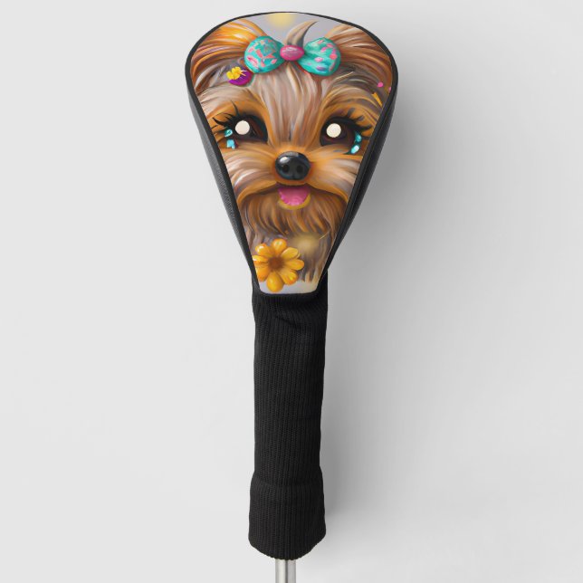 Niedlich Yorkie Kawaii Puppy Golf Headcover (Vorderseite)