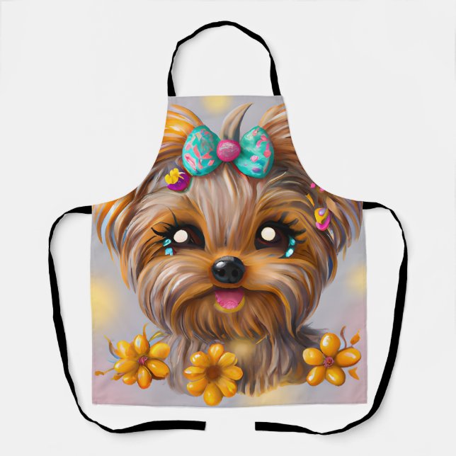 Niedlich Yorkie Kawaii Puppy Schürze (Vorderseite)