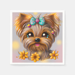 Niedlich Yorkie Kawaii Puppy Serviette
