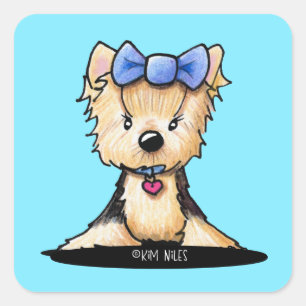 Niedlich Yorkie Terrier Quadratischer Aufkleber