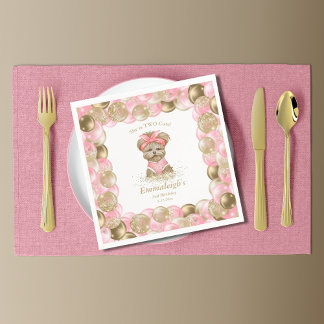 Niedlich Yorkie Two Niedlich Balloon Geburtstagspa Serviette