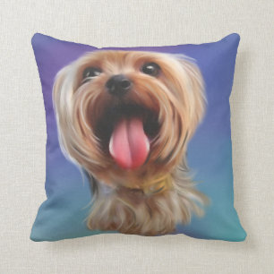 Niedlich Yorkie Yorkshire Terrier Digitale Kunst Kissen