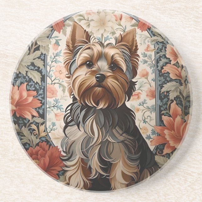 Niedlich Yorkie | Yorkshire Terrier Portrait Getränkeuntersetzer (Vorne)