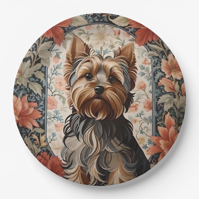 Niedlich Yorkie | Yorkshire Terrier Portrait Pappteller (Vorderseite)