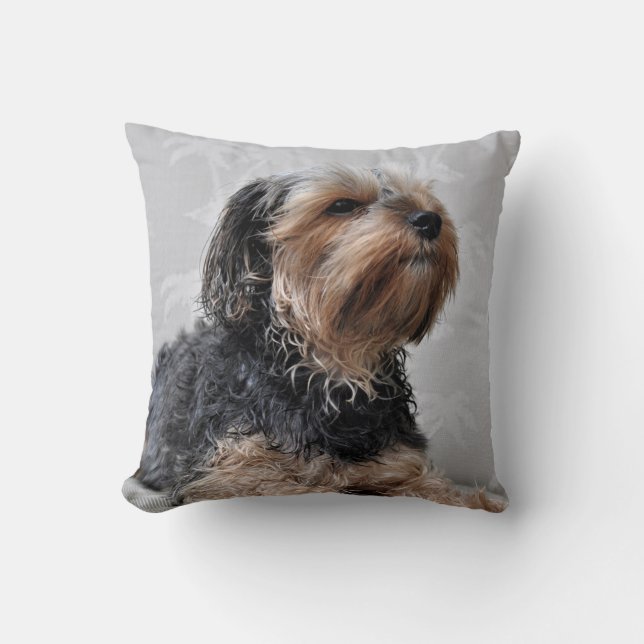 Niedlich Yorkie Yorkshire Terrier Puppy Dog Kissen (Vorderseite)