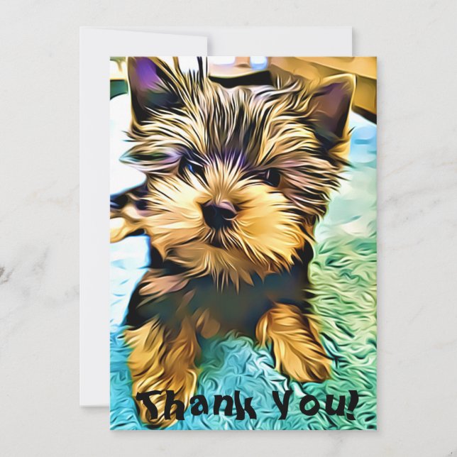 Niedlich Yorkie Yorkshire Welppy Art Dankeskarte (Vorderseite)