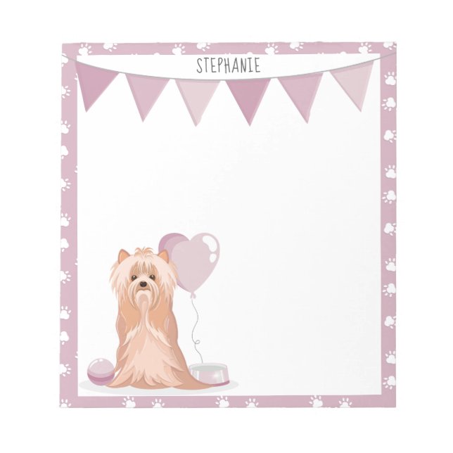 Niedlich Yorkshire Terrier Birthday Notizblock (Vorderseite)