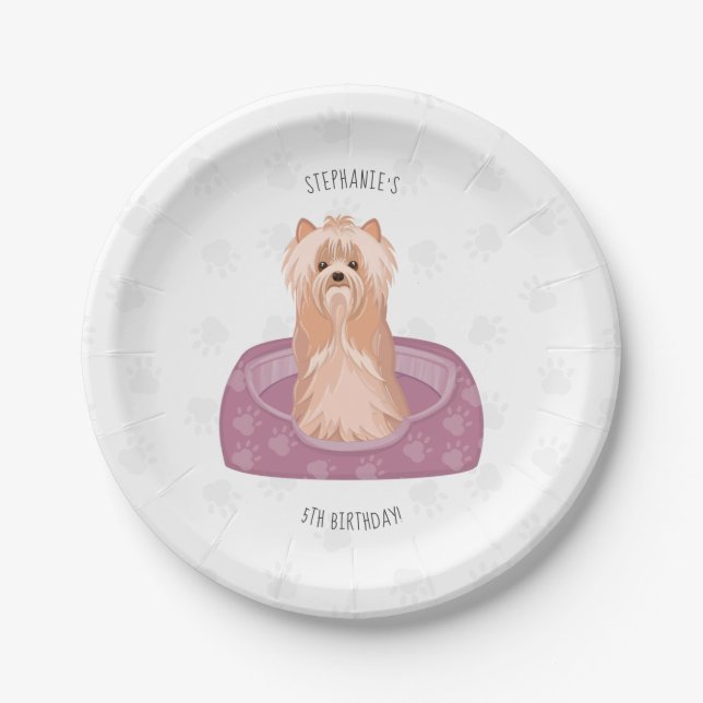 Niedlich Yorkshire Terrier Birthday Paper Tellers Pappteller (Vorderseite)