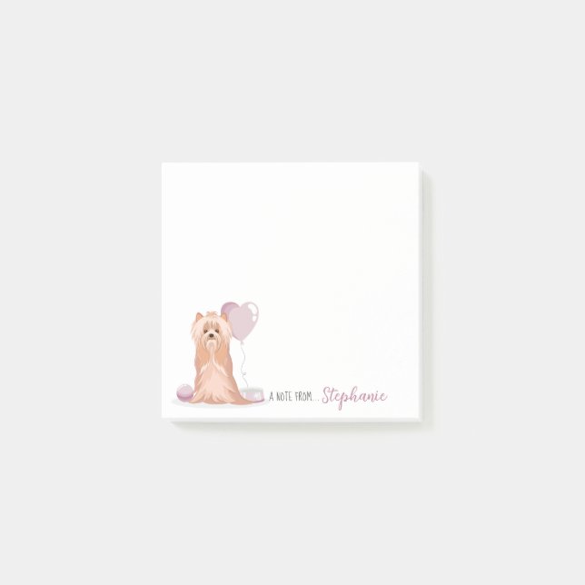 Niedlich Yorkshire Terrier Birthday Post-it Klebezettel (Vorderseite)