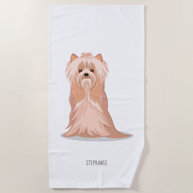 Niedlich Yorkshire Terrier Birthday Strandtuch (Vorderseite)