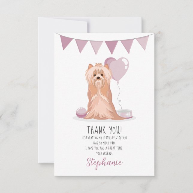 Niedlich Yorkshire Terrier Birthday Vielen Dank Einladung (Vorderseite)