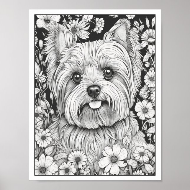 Niedlich Yorkshire Terrier Dog Coloring Poster (Vorne)