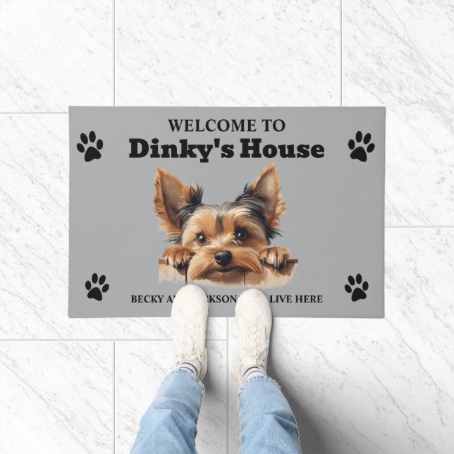 Niedlich Yorkshire Terrier Dog Foto Fußmatte (Indoor)