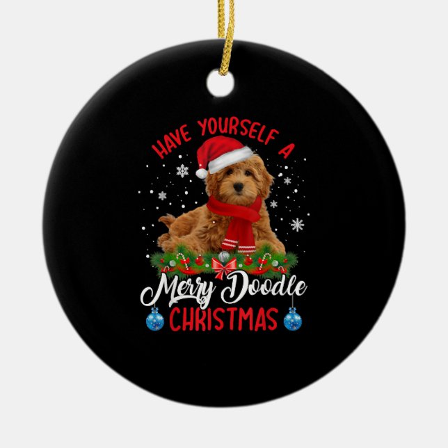 Niedlich Yorkshire Terrier Dog Merry Doodle Weihna Keramik Ornament (Vorne)