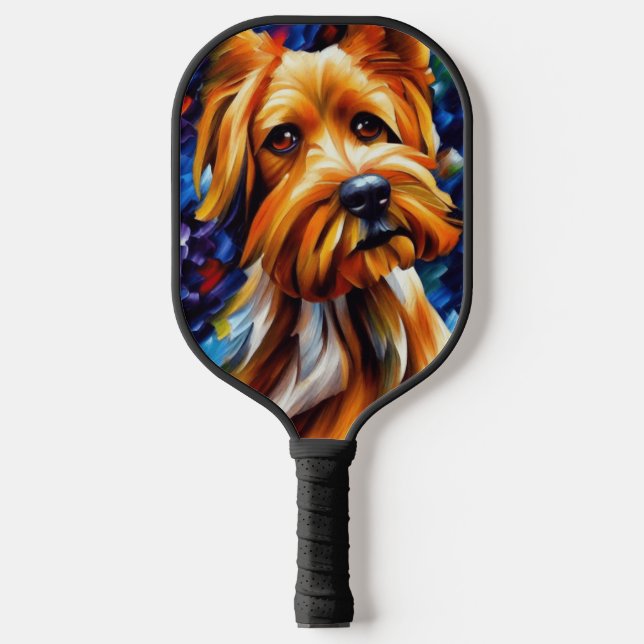 Niedlich Yorkshire Terrier Dog Painting Pickleball Schläger (Vorderseite)