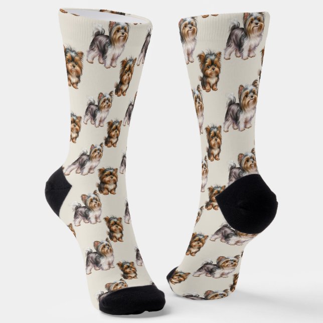 Niedlich Yorkshire Terrier Dog Pattern Socken (Gewinkelt)