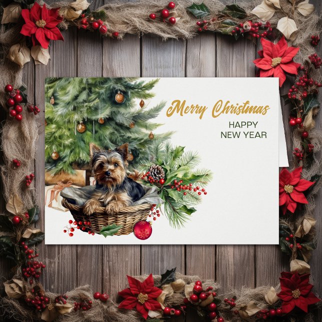 Niedlich Yorkshire Terrier Dog Wicker Weihnachten (Von Creator hochgeladen)