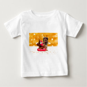 Niedlich Yorkshire Terrier Frohe Weihnachten Baby T-shirt