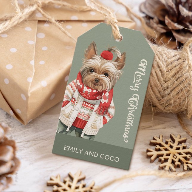 Niedlich Yorkshire Terrier Personalisiert Holiday Geschenkanhänger (Von Creator hochgeladen)