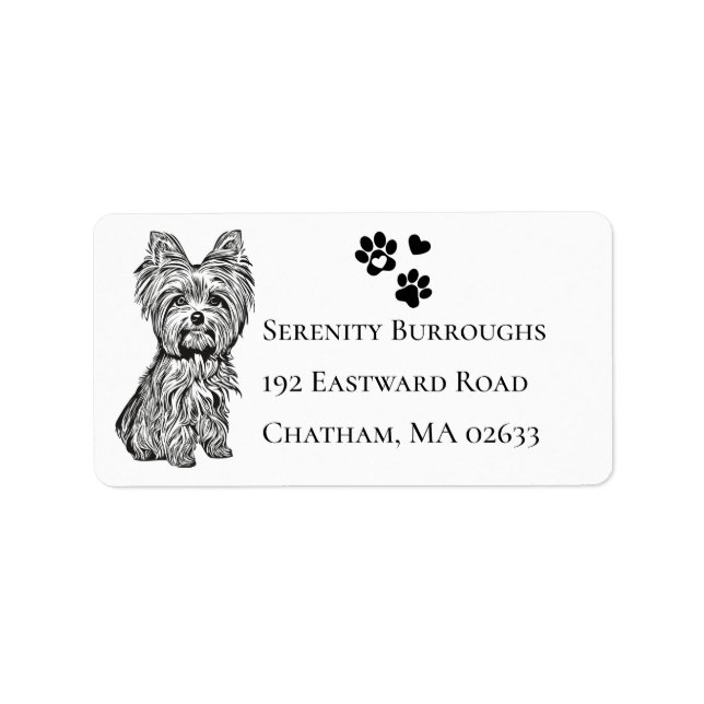 Niedlich Yorkshire Terrier Puppy Dog Lover Yorkie Adressaufkleber (Vorne)