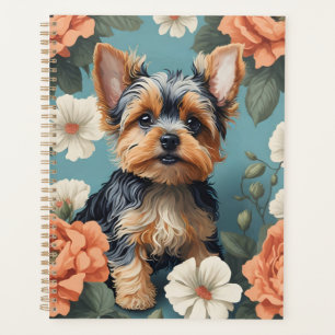 Niedlich Yorkshire Terrier Puppy Floral Planer