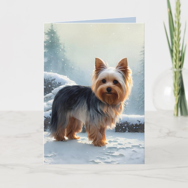 Niedlich Yorkshire Terrier Weihnachtskarte Feiertagskarte (Vorderseite)