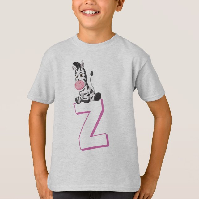 Niedlich Z für Zebra - Kinder Englisch ABCD Alphab T-Shirt (Vorderseite)